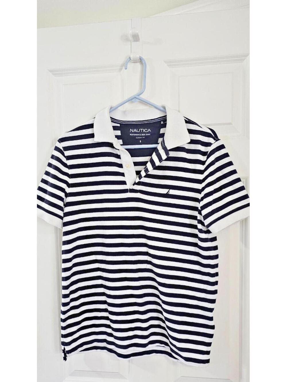 Men’s Nautica Polo Shirt Navy/White   Sz Small short slee classic fit